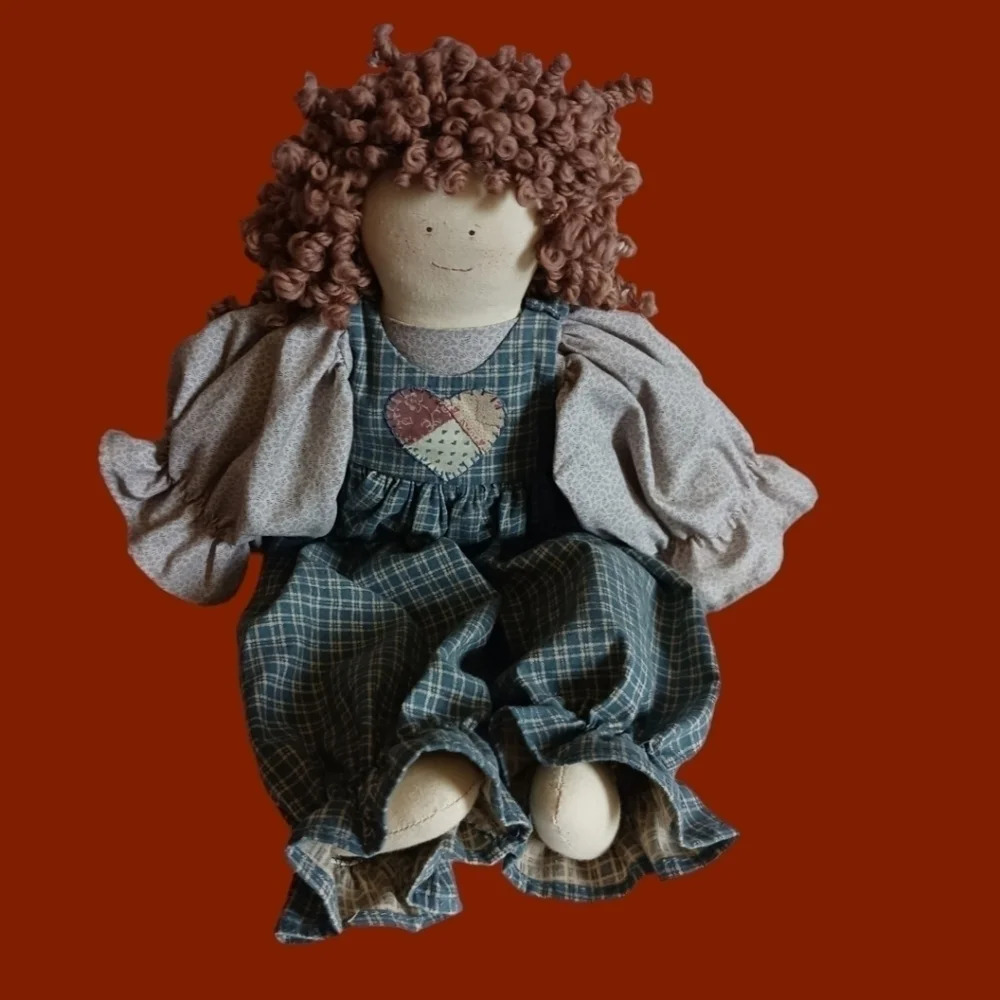 Handmade cloth doll curly hair